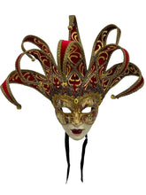 Load image into Gallery viewer, Red Brocade Tarot Mask