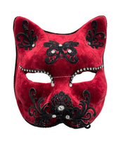 Load image into Gallery viewer, Red Velour Cat Mask