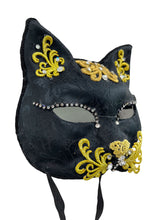 Load image into Gallery viewer, Black Velour Cat Mask