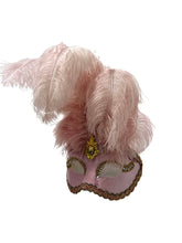 Load image into Gallery viewer, Pink Venetian Eye Mask with Feathers