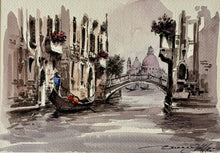 Load image into Gallery viewer, Watercolor Painting of Venice and Gondola