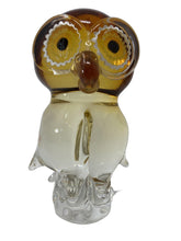 Load image into Gallery viewer, Amber Murano Glass Owl by Zanetti