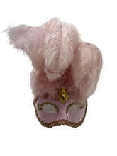 Load image into Gallery viewer, Pink Venetian Eye Mask with Feathers