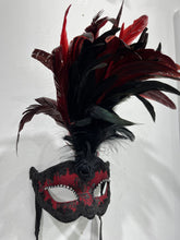 Load image into Gallery viewer, Burgundy Feather Mask