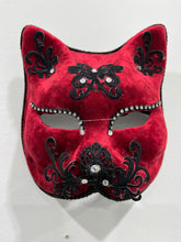Load image into Gallery viewer, Red Velour Cat Mask