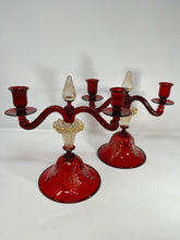 Load image into Gallery viewer, Vintage Murano Glass Candelabras