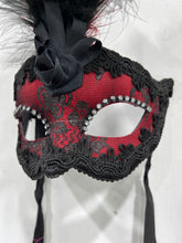 Load image into Gallery viewer, Burgundy Feather Mask