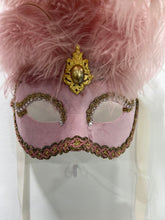 Load image into Gallery viewer, Pink Venetian Eye Mask with Feathers