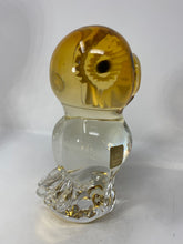 Load image into Gallery viewer, Amber Murano Glass Owl by Zanetti
