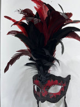 Load image into Gallery viewer, Burgundy Feather Mask