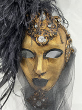 Load image into Gallery viewer, Fancy Stick Mask with Ostrich Feathers