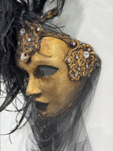 Load image into Gallery viewer, Fancy Stick Mask with Ostrich Feathers