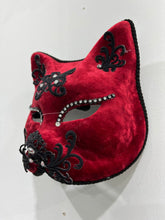 Load image into Gallery viewer, Red Velour Cat Mask