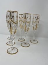Load image into Gallery viewer, Set of 6 Gold Trimmed Champagne Flutes