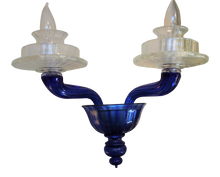 Load image into Gallery viewer, "Blue Porpora" Blue Venini Wall Sconce