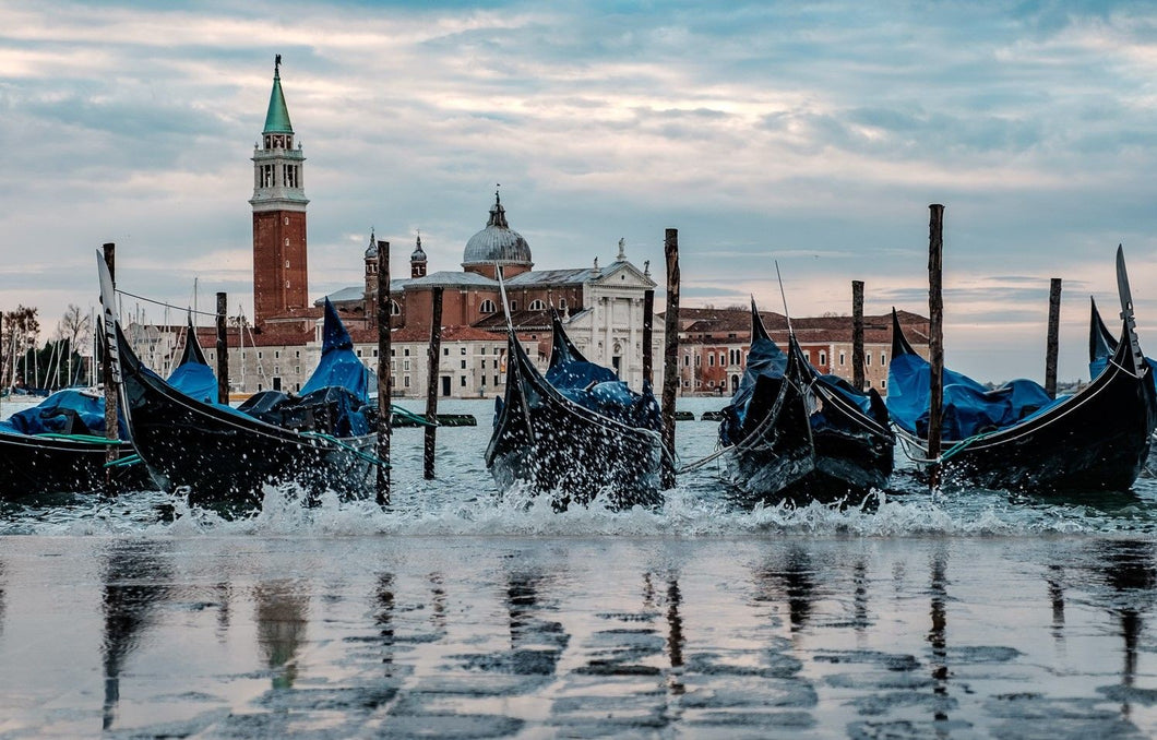 The Gondolas of Venice on Aluminum