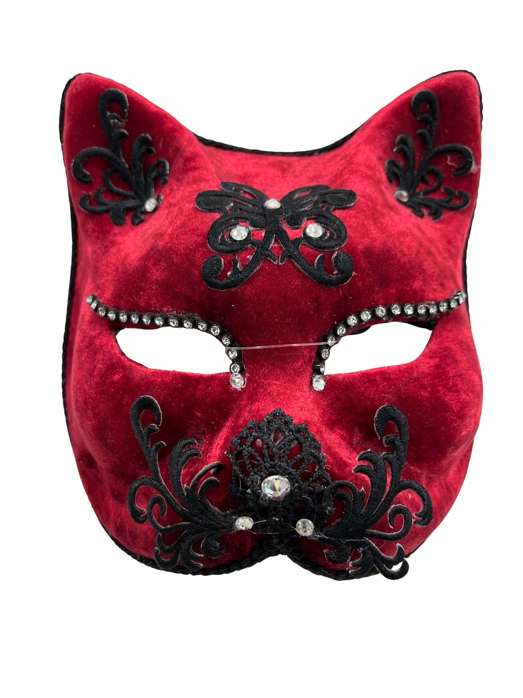 Red Velour Cat Mask