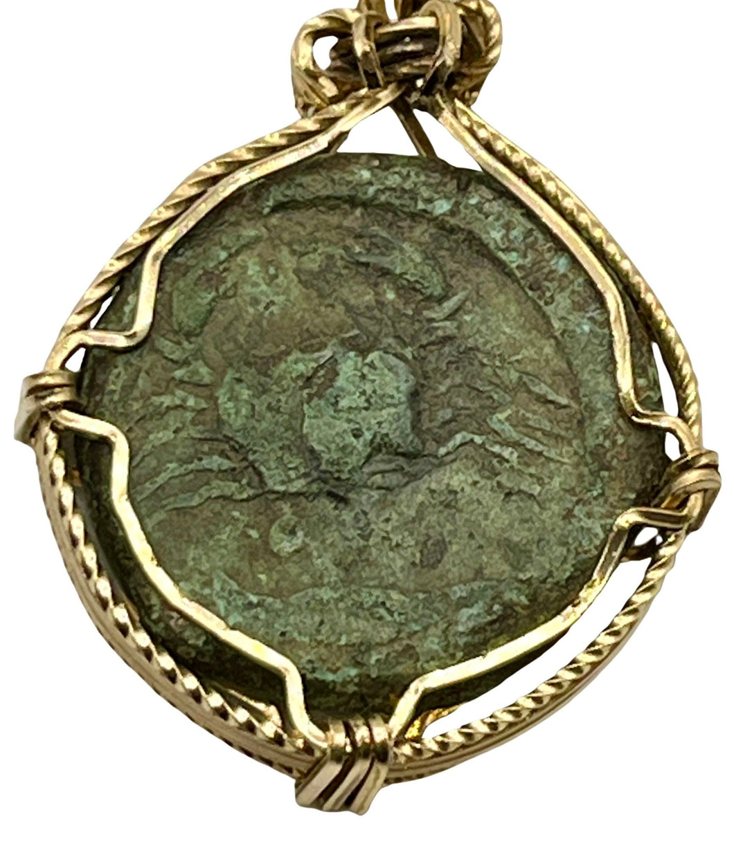 Zodiac Crab and Zeus Ancient Coin