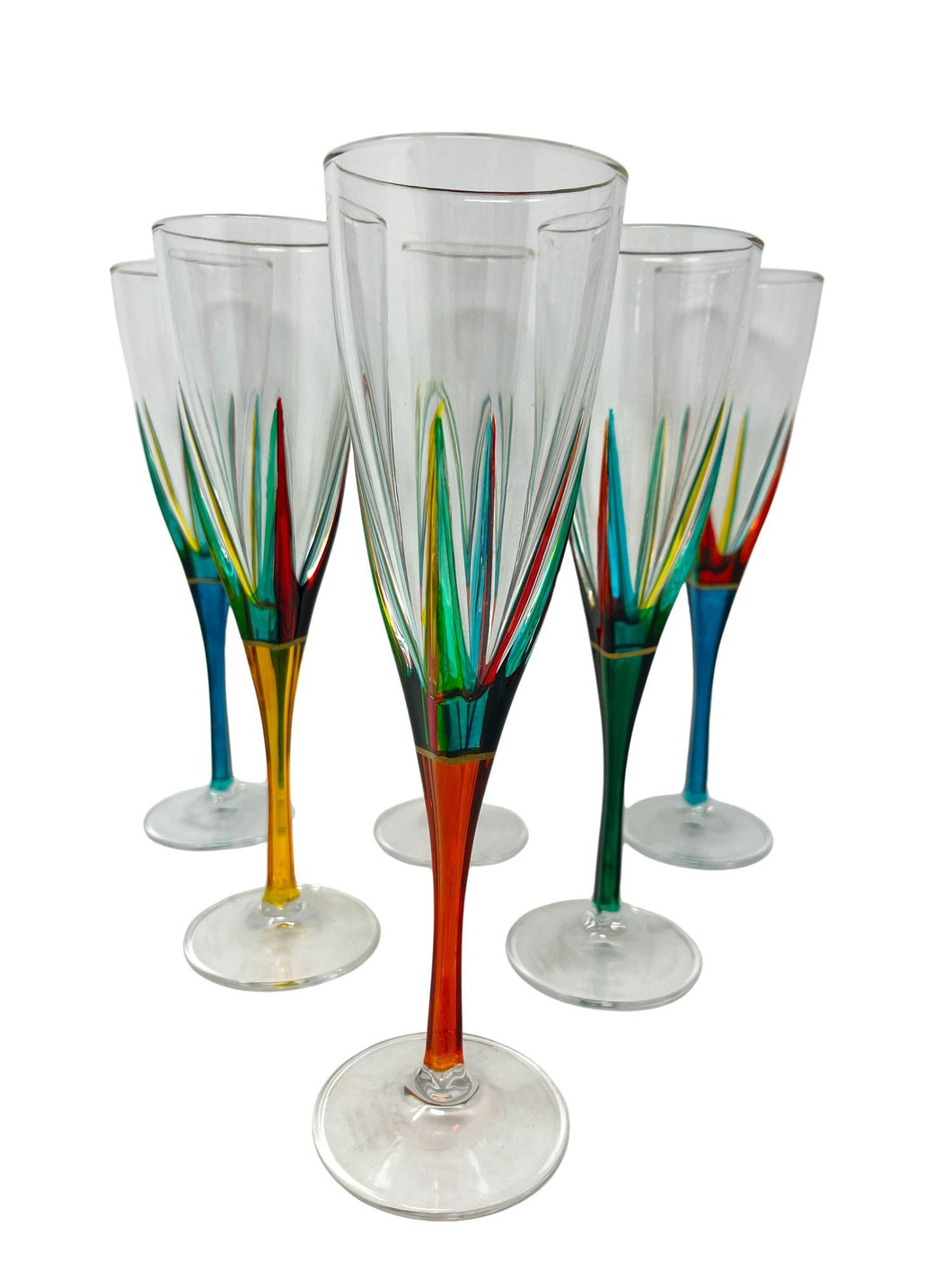 Venetian Glass Hand Painted Flutes