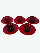 Load image into Gallery viewer, Murano Glass Ruby Red Desserts and Saucers
