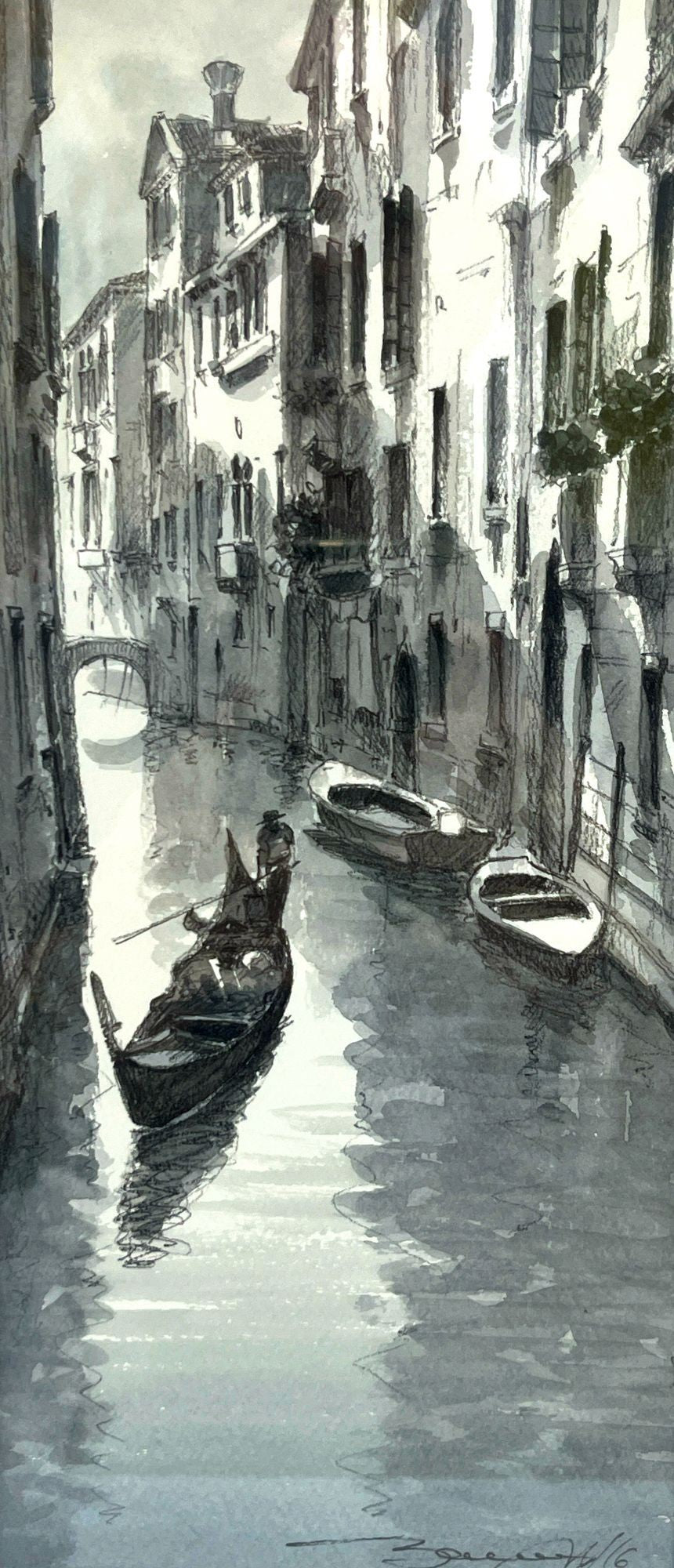 Watercolor Painting of Venetian Canal