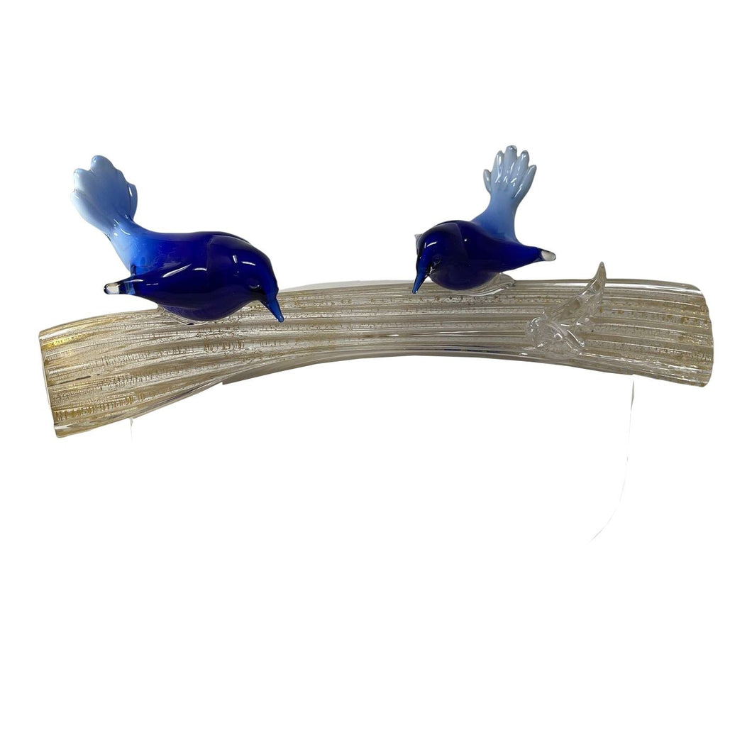 Murano Glass Bluebirds on a Branch