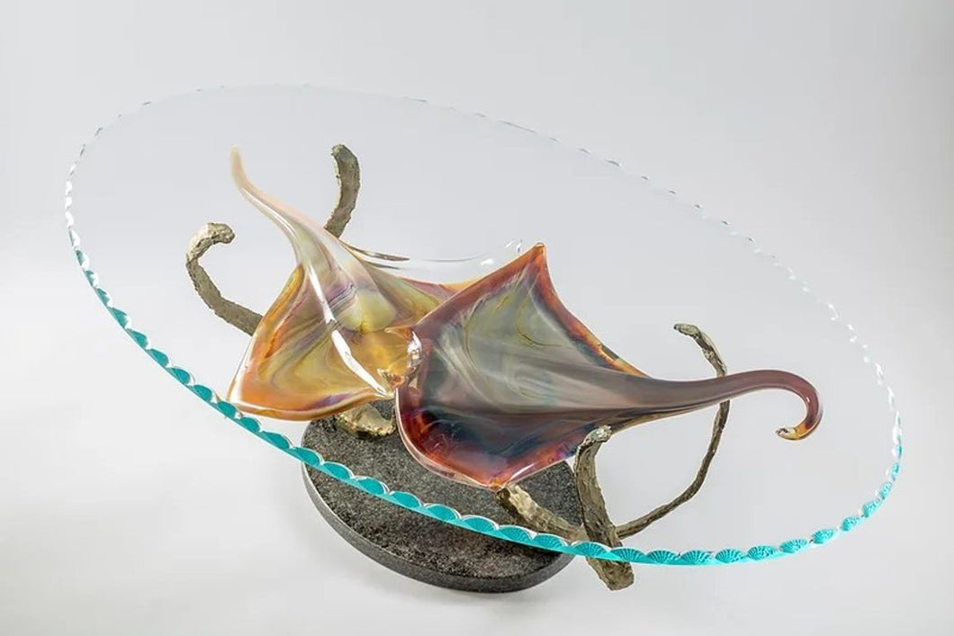 Murano Glass Coffee Table by Zanetti with Stingrays