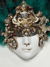Load image into Gallery viewer, Teal Feather Wall Mask from Venice
