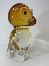 Load image into Gallery viewer, Amber Murano Glass Owl by Zanetti
