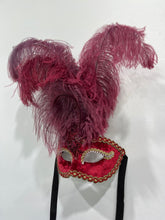 Load image into Gallery viewer, Red Velvet and Feathers Mask
