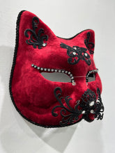 Load image into Gallery viewer, Red Velour Cat Mask
