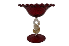 Load image into Gallery viewer, Vintage Red and Gold Fleck Murano Candy Dish

