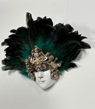 Load image into Gallery viewer, Teal Feather Wall Mask from Venice
