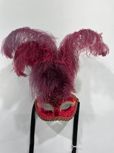 Load image into Gallery viewer, Red Velvet and Feathers Mask
