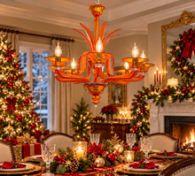 Load image into Gallery viewer, Orange Chandelier by Barovier &amp; Toso
