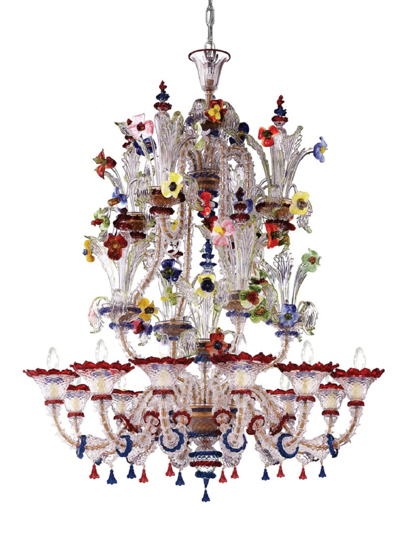 Multi-Colored Venetian Chandelier Made in Murano, Italy