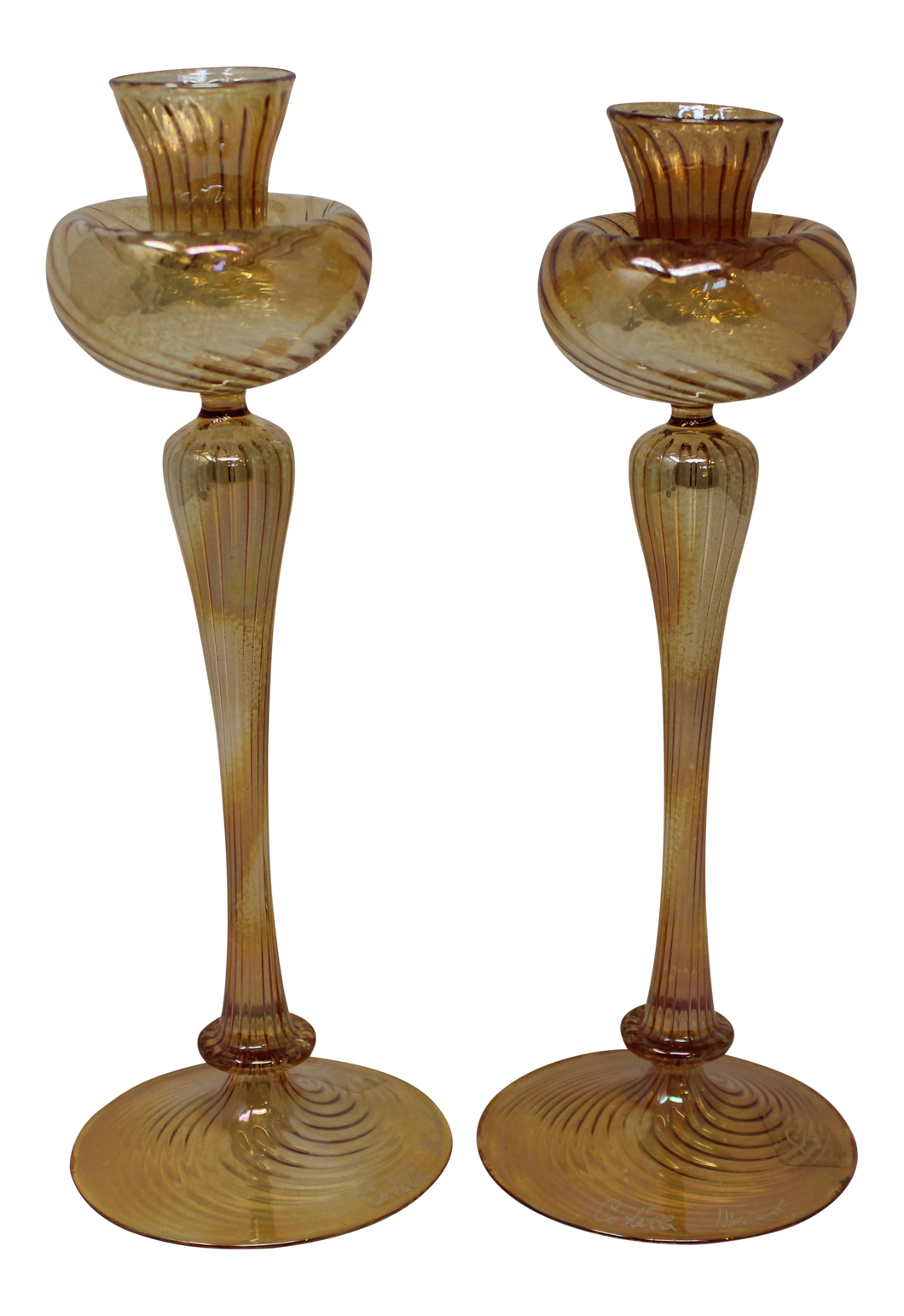 Contemporary Murano Candle Holders by Ballarin - a Pair