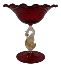 Load image into Gallery viewer, Vintage Red and Gold Fleck Murano Candy Dish
