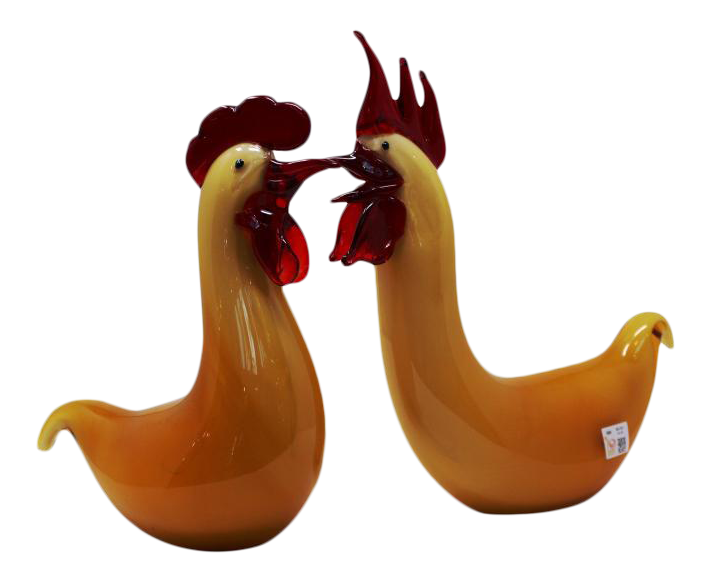 Wave Murano Glass - Rooster and Hen in Murano Glass