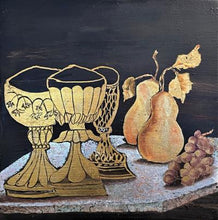 Load image into Gallery viewer, &quot;Pears&quot; Gold Foil on Wood Painting by Gisela Miller
