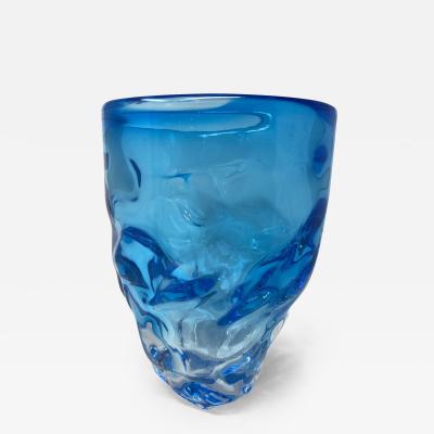 Aquamarine Murano Glass Centerpiece Vase
