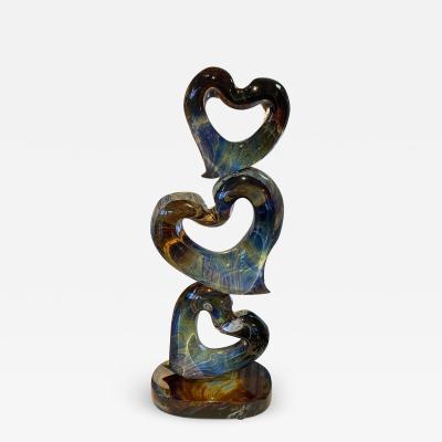 Three Hearts Sculpture from Murano, Italy