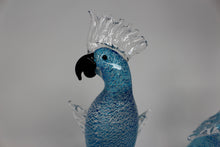 Load image into Gallery viewer, Murano Glass Blue and Silver Parrots by Roberto Beltrami
