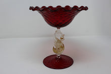 Load image into Gallery viewer, Vintage Red and Gold Fleck Murano Candy Dish
