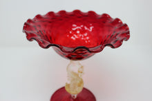 Load image into Gallery viewer, Vintage Red and Gold Fleck Murano Candy Dish
