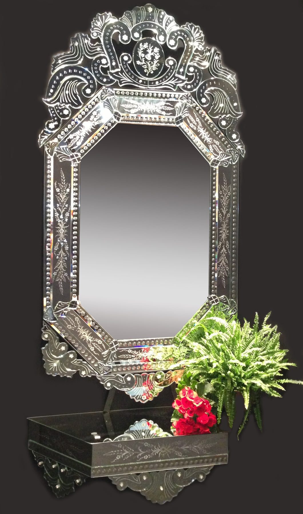 Foyer Entryway Pier Mirror and Shelf Ensemble from Murano