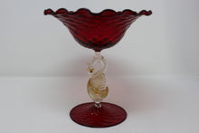 Load image into Gallery viewer, Vintage Red and Gold Fleck Murano Candy Dish
