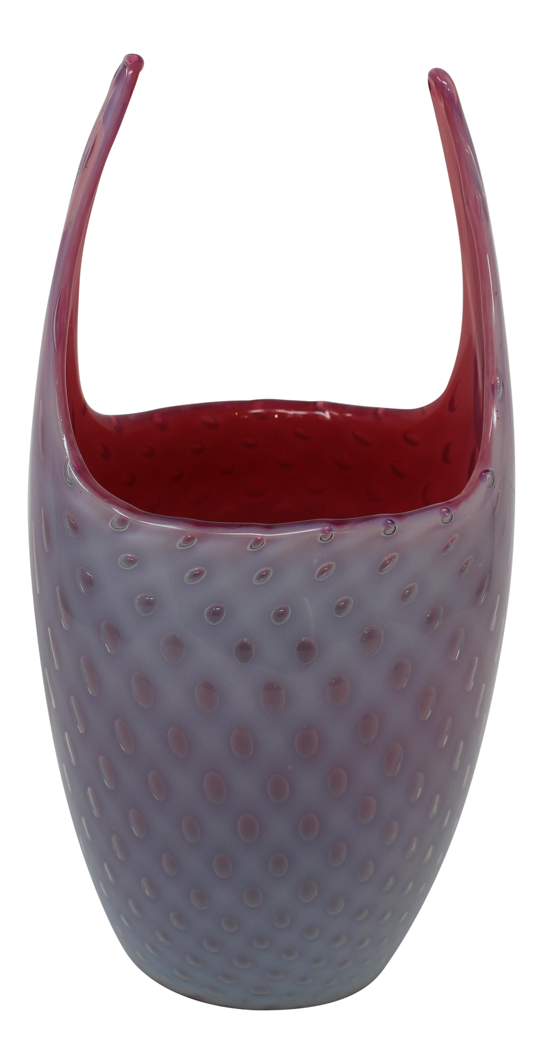 Murano Glass Vase in Pink Bullicante