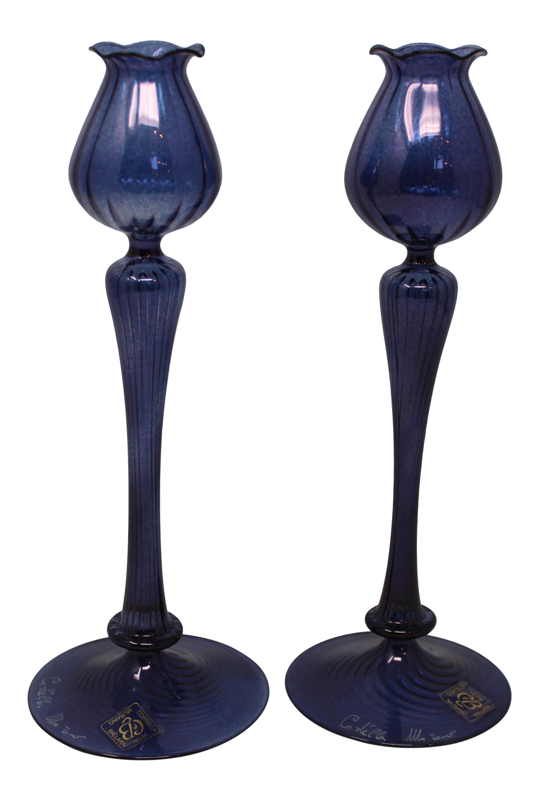 Contemporary Murano Candle Holders by Ballarin - a Pair