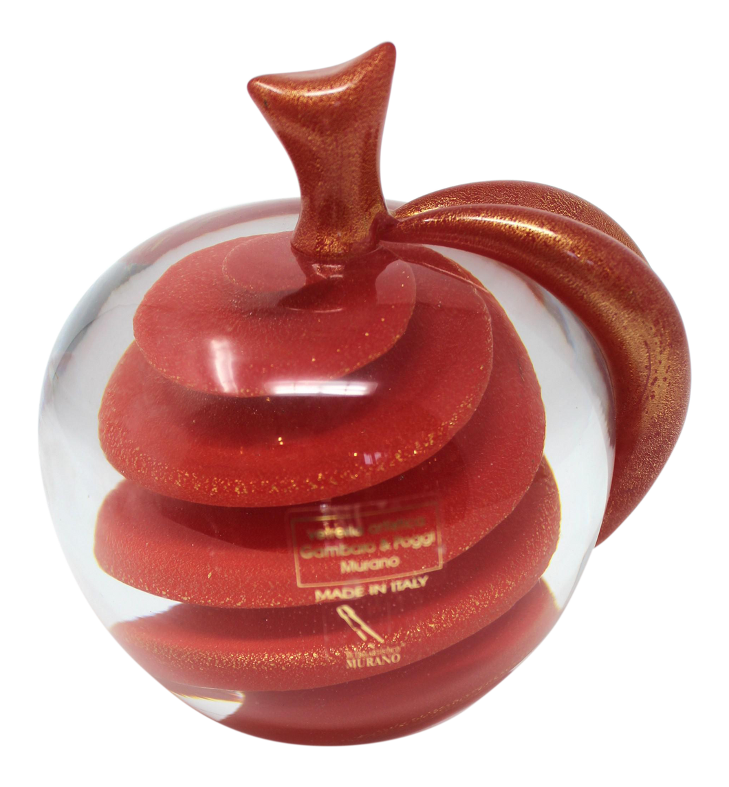 Contemporary Murano Spiral Apple Paperweight